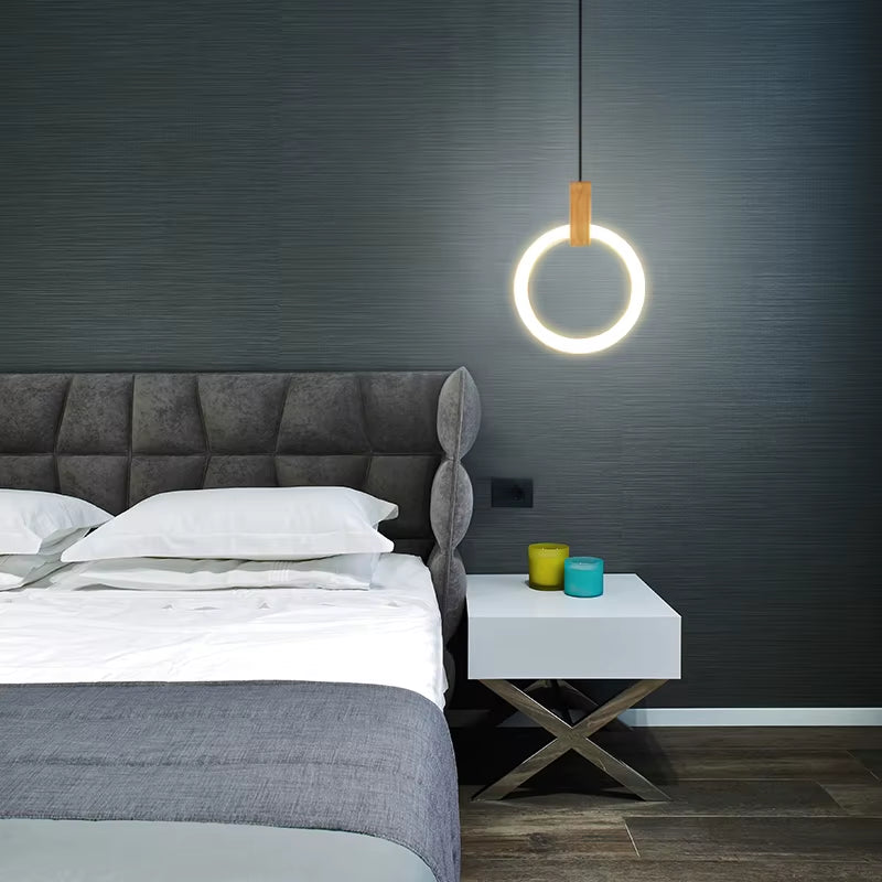 Modern Simple LED Kitchen Chandelier Wooden Decor Lighting Fixtures Nordic Pendant Lamps Dining Room Island Hanging Lights